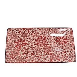 Hallmark Snowflake Holiday Cookie Sandwich 10" Tray Hors d'Oeuvres Red Rectangle